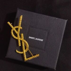 Saint Laurent Logo Letter Brooch